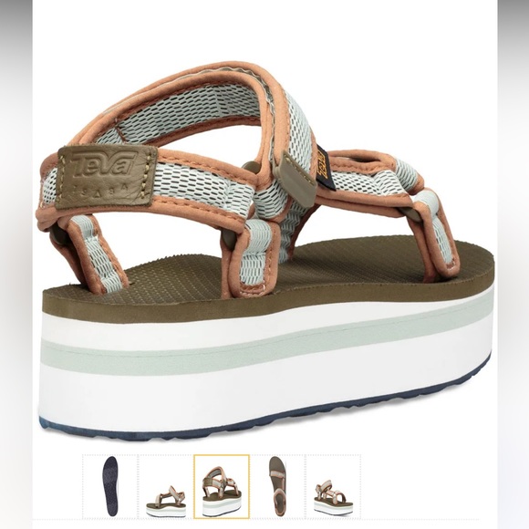 Teva Women's Flatform Mesh Sandals - Dark Olive/Sea Foam size 6 - Picture 2 of 8